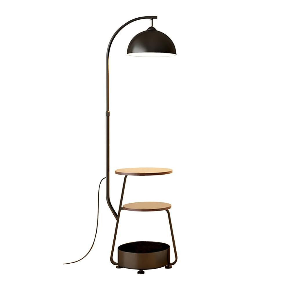 SK Multi-Functional Metal Floor Lamp with Side Table & Storage - 150 cm, Black | SK862
