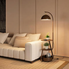SK Multi-Functional Metal Floor Lamp with Side Table & Storage - 150 cm, Black | SK862