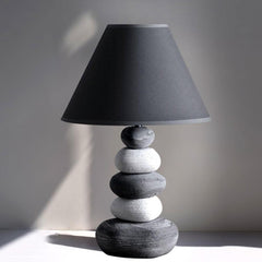 SK Stacked Stone Ceramic Table Lamp 37 cm - Fabric Shade | SK922