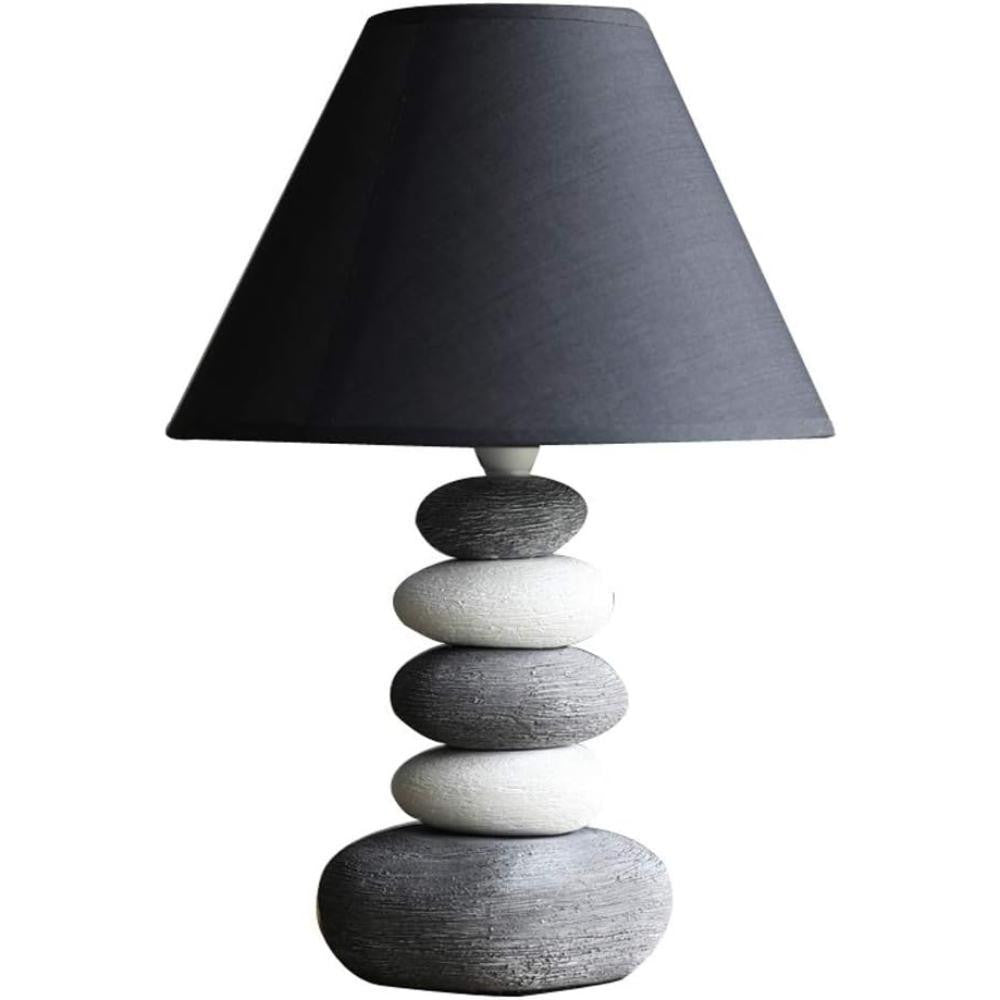 SK Stacked Stone Ceramic Table Lamp 37 cm - Fabric Shade | SK922