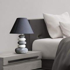 SK Stacked Stone Ceramic Table Lamp 37 cm - Fabric Shade | SK922