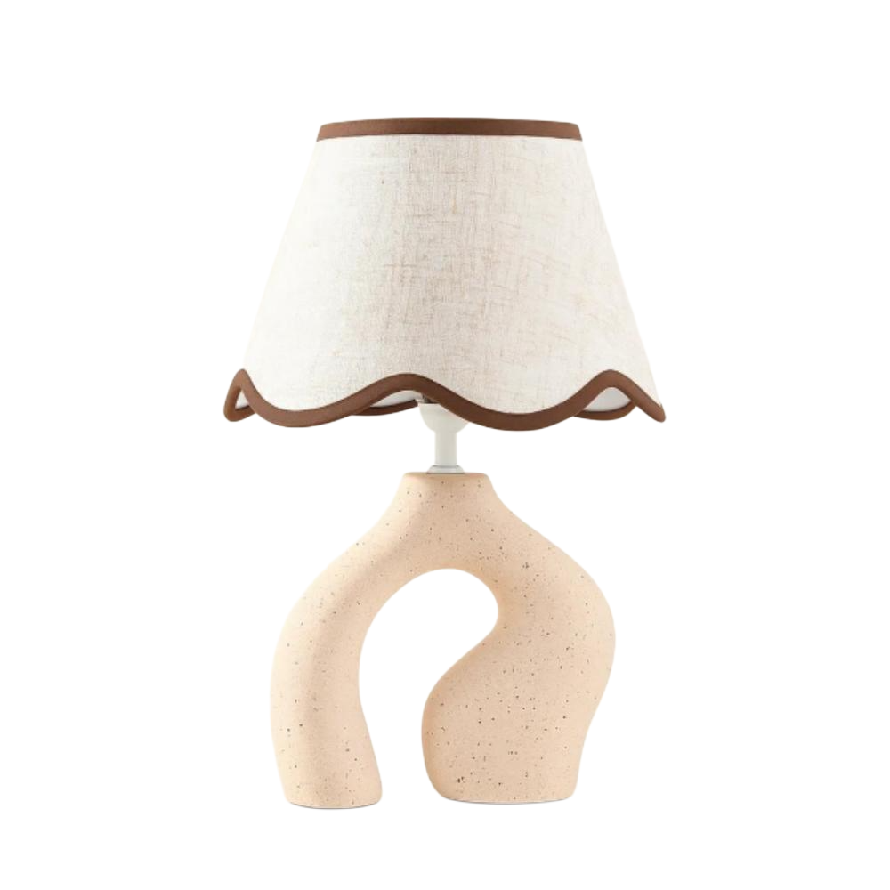 SK Stone Sculptural Table Lamp - 37 cm, Ruffled Shade | SK923
