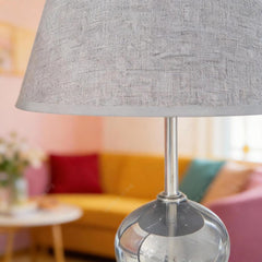 SK Modern Metallic Glass Table Lamp with Grey Fabric Shade 24 cm | SK924G