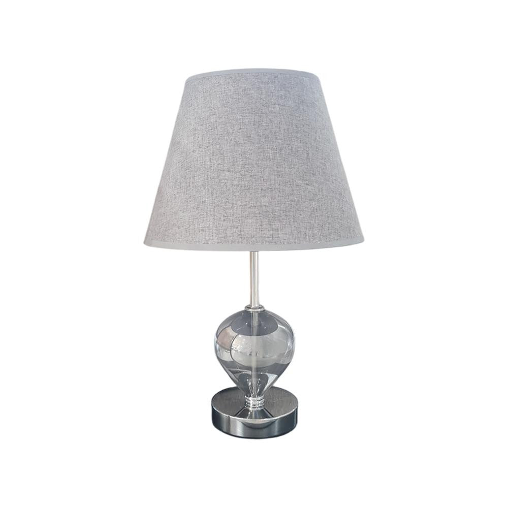 SK Modern Metallic Glass Table Lamp with Grey Fabric Shade 24 cm | SK924G