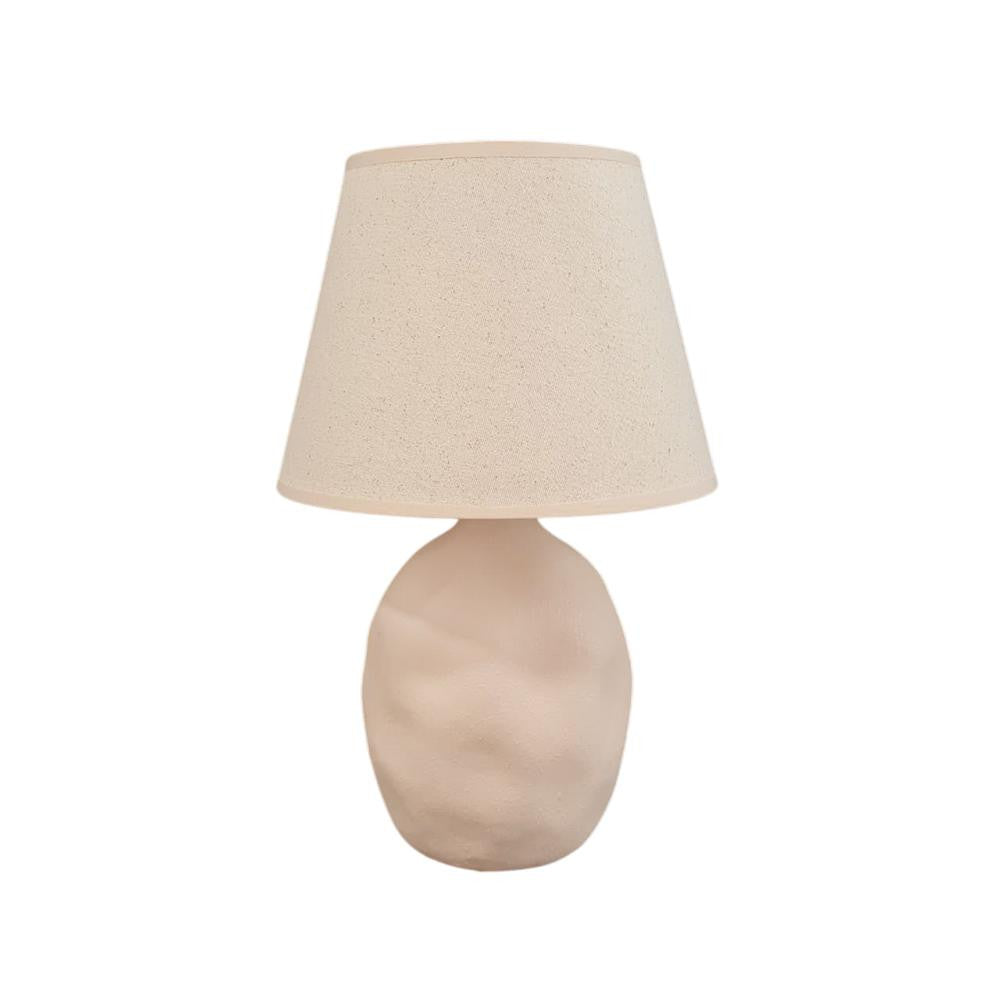 SK Minimalist Beige Table Lamp with Stone Oval Base 40 cm | SK927BG
