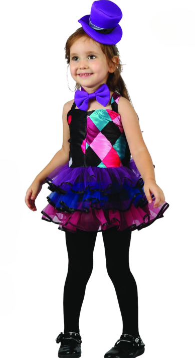 Clown Costume (Dress, Purple Hat and Necktie) - TODDLER (92-104CM) | 092587