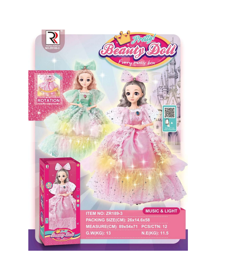 Rong Xiang Yi Pretty Beauty Doll with Music, Light & Rotation | ZR189-3
