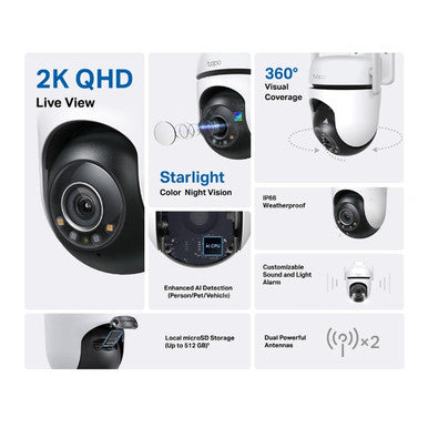 TP-Link Tapo 2K QHD Outdoor Pan/Tilt Wi-Fi Security Camera | Tapo C520WS