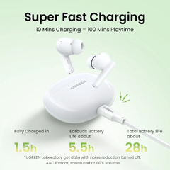 UGREEN HiTune P3 Active Noise Cancelling Wireless Earbuds - White | 45110