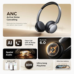 UGREEN HP207 Studio Plus Active Noise Cancelling Bluetooth Headphones - Black | 75630