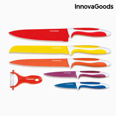 InnovaGoods Set of Ceramic Coated Knives with Peeler (6 pieces) | V0100530