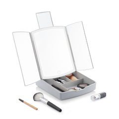 InnovaGoods 3-In-1 Folding LED Mirror with Make-up Organiser Panomir | V0103402