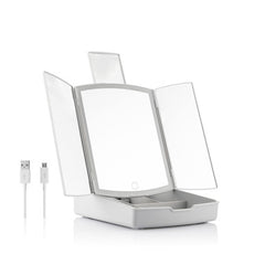 InnovaGoods 3-In-1 Folding LED Mirror with Make-up Organiser Panomir | V0103402