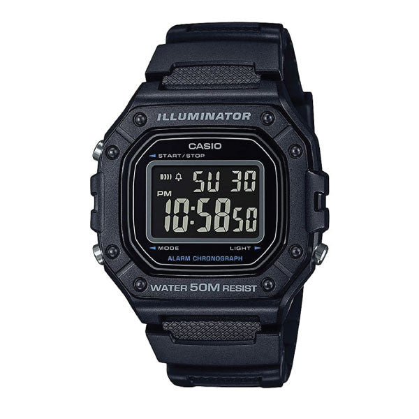 Casio Digital Watch – Black Case, Display & Resin Strap | W-218H-1BVDF