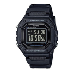 Casio Digital Watch – Black Case, Display & Resin Strap | W-218H-1BVDF