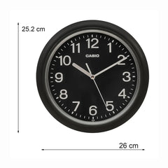 Casio IQ-59 Analog Wall Clock - Black Round Dial | IQ-59-1BDF