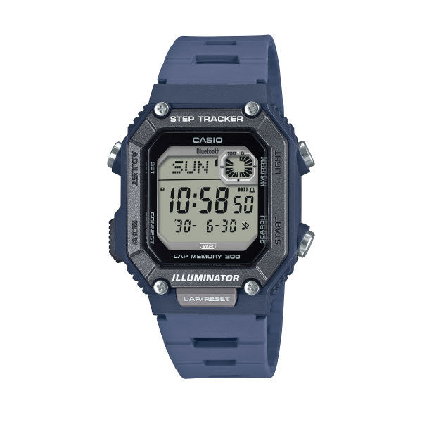 Casio Bluetooth Digital Watch – Grey Case, Black Panel & Blue Resin Strap | WS-B1000-2AVDF
