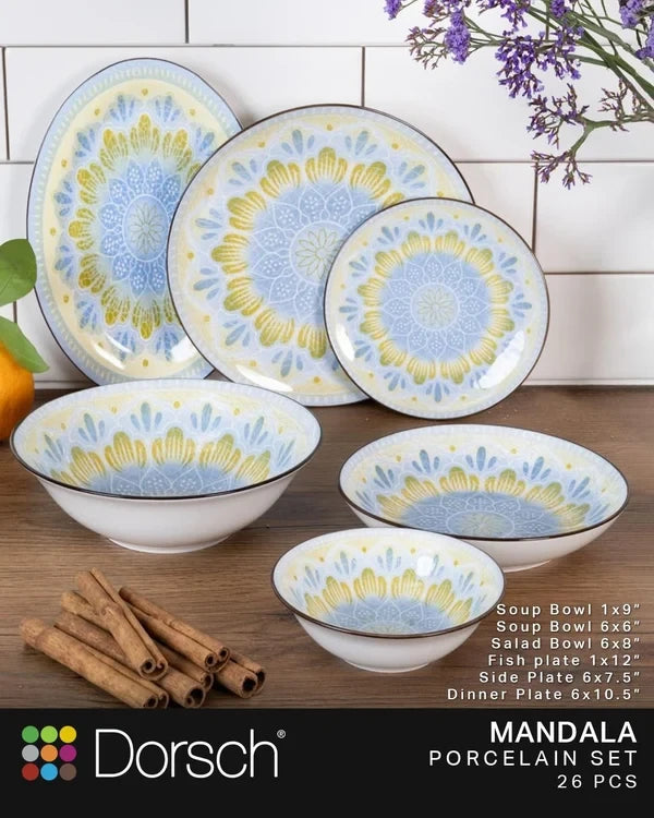 Dorsch Mandala 26-Piece Porcelain Dinnerware Set | DH-09395