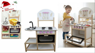 Kids Wooden Kitchen Playset with Sink & Oven | OK109764