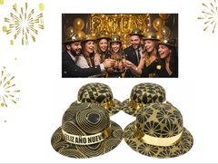 New Year Party Hat – Gold & Black Festive Celebration Hat (1 Piece)