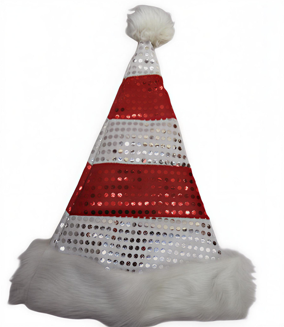 Sequin Santa Hat - Red & Silver Stripes | AL250