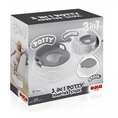 Dolu 3-in-1 Baby Potty Training Set – Potty Chair, Toilet Seat Adapter & Step Stool – Grey