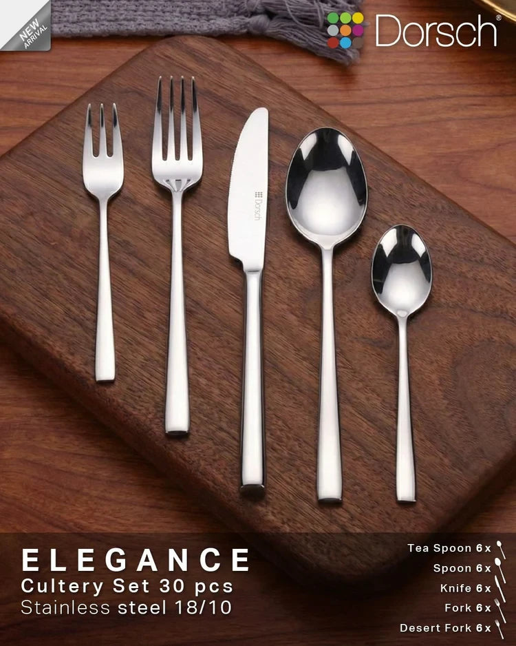 Dorsch Elegance 30-Piece 18/10 Stainless Steel Cutlery Set | DH-01932