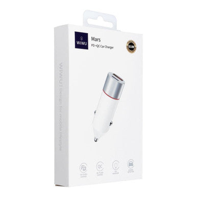 WIWU 52.5W USB+USB C Car charger Wi-QC022 - White | WI-QC022-WT