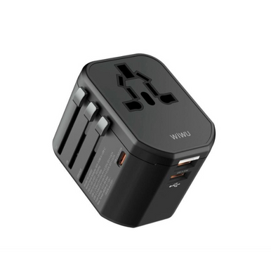 WIWU WI-UA002 Universal Power Adapter, with 2 USB 2 Type-C Black | WI-UA002-BLK