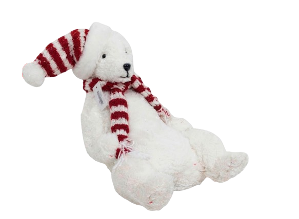 Christmas Sitting Polar Bear Plush Decoration | YCB010