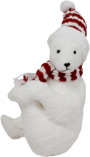 Christmas Polar Bear Plush Decoration with Striped Hat & Scarf | YCB013