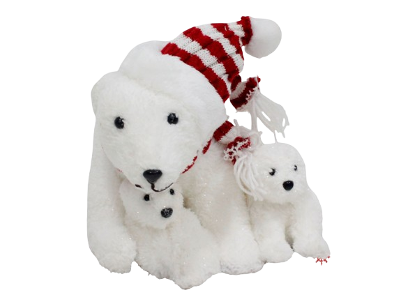 Christmas Polar Bear Family Plush Decoration with Cubs | YCB014