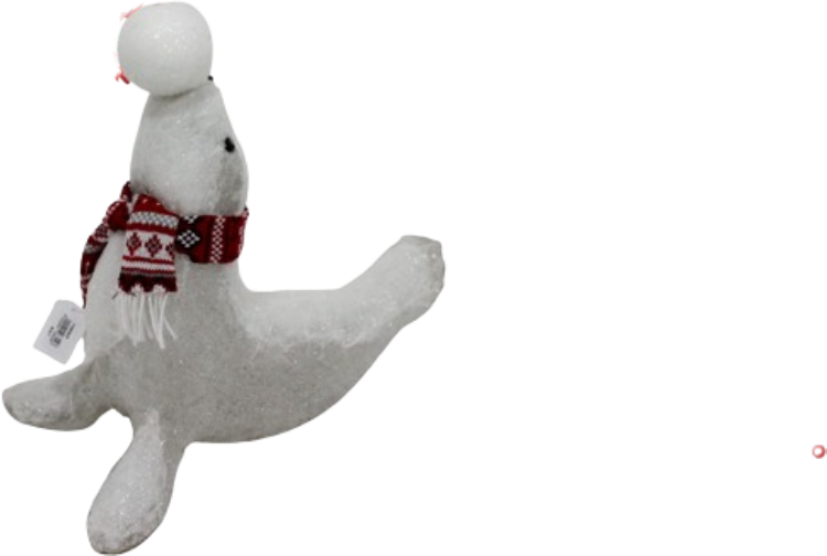 Light-Up Christmas Seal Decoration with Scarf | YCH0002B-GY