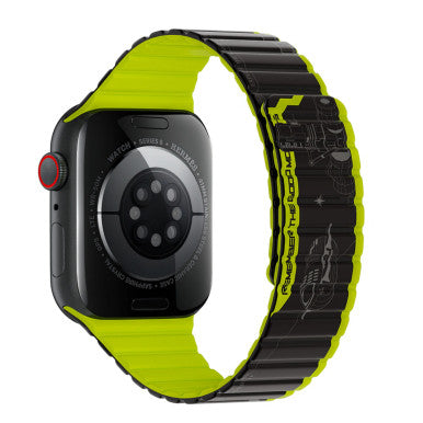 WIWU Smart Magnetic Silicone Watch Band Wi-WB010 42/44/45/49mm Black+Green | WB010-BK/GN