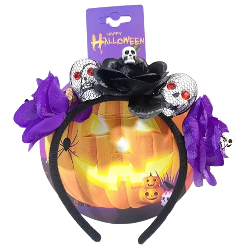 Halloween Pumpkin Mask with Purple Feather Trim | AL2618