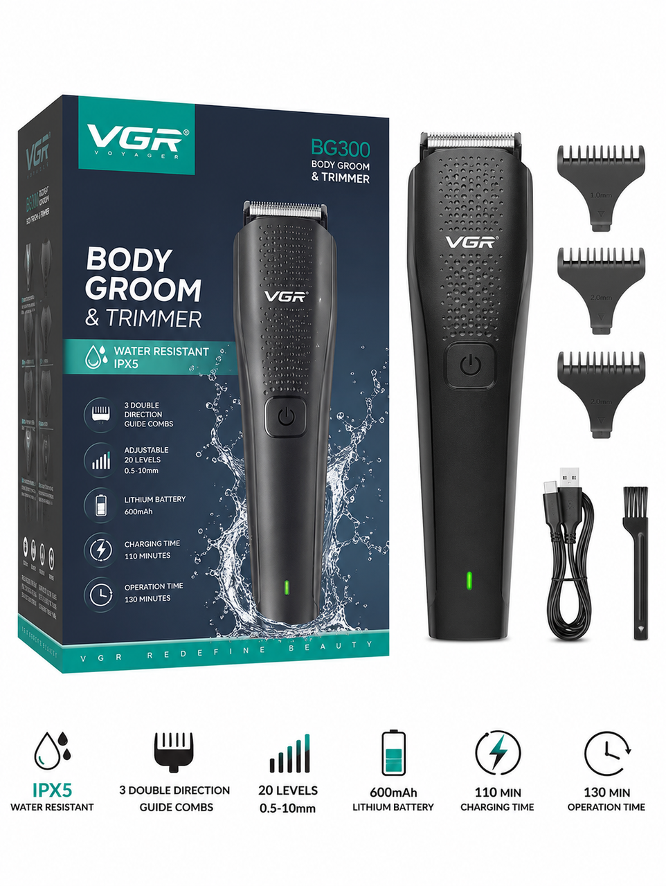 BG300 Rechargeable Body Groomer & Trimmer – IPX5