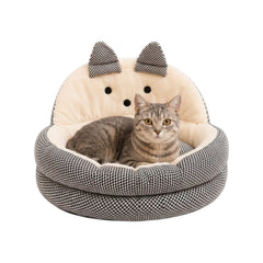 Cat Tree House Cozy & Stylish Cat Bed 50cm - Black & Cream