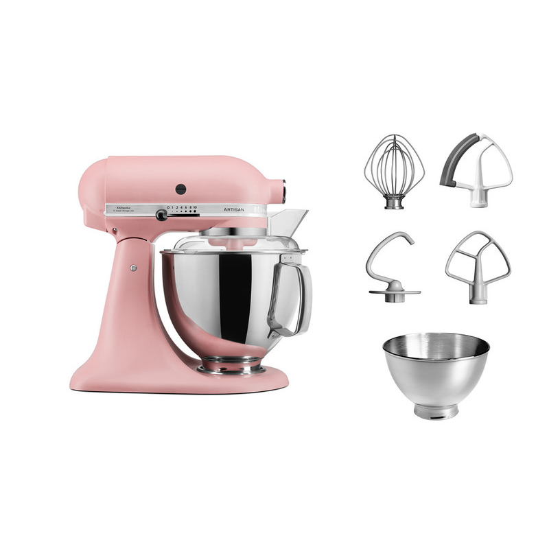 KitchenAid Tilt-Head Artisan Mixer Matte Dried Rose 4.8L + 3L Bowl + Flex Edge Beater | 5KSM175PSEDR
