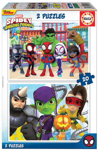 Educa Marvel Spidey & His Amazing Friends - أحجيتان (20 قطعة لكل أحجية) | 19296