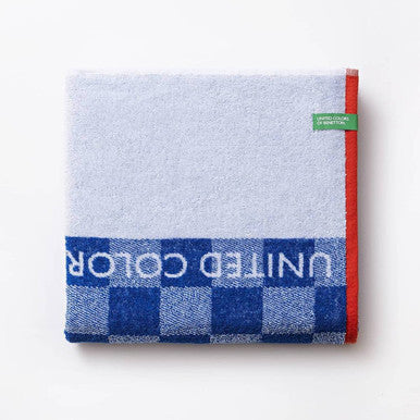 Benetton Home, Kids Beach Towel 70x140cm 450Gsm 100% Cotton Squares Blue Kids Be | BE-0826-BL