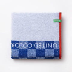 Benetton Home, Kids Beach Towel 70x140cm 450Gsm 100% Cotton Squares Blue Kids Be | BE-0826-BL