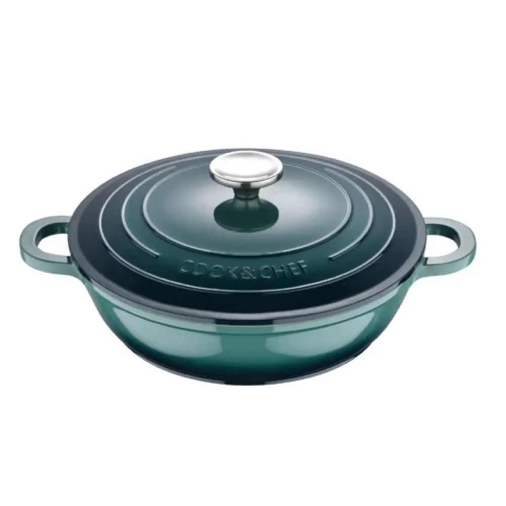 Bergner Excalibur 2.2L Shallow Pot with Lid - Green | BG-36103-GR