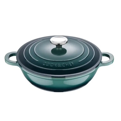 Bergner Excalibur 2.2L Shallow Pot with Lid - Green | BG-36103-GR