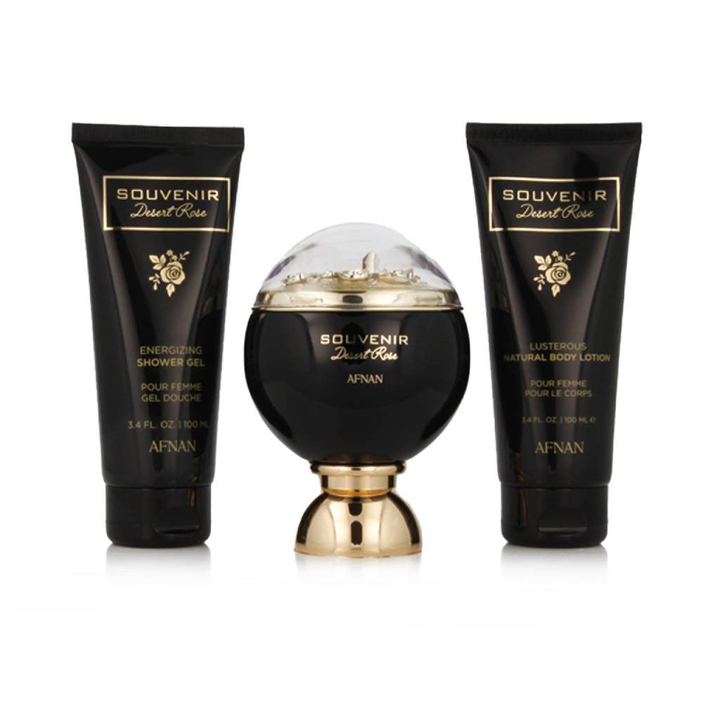 مجموعة هدايا أفنان سوفنير ديزرت روز للنساء - عطر EDP سعة 100 مل + جل استحمام 100 مل + لوشن للجسم 100 مل