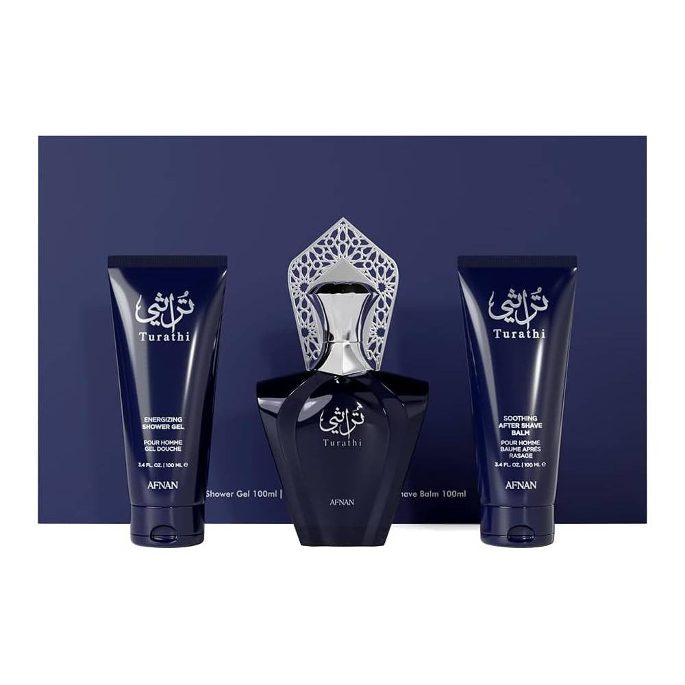 طقم هدايا للرجال "عفنان ثوراتي بلو" - عطر او دو بارفان 90 مل + جل استحمام 100 مل + ما بعد الحلاقة 100 مل