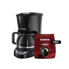 Russell Hobbs Textures Plus Drip Coffee Maker 1.25L Black with Free Barista Coffee | 22620-56