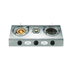 Queen Chef 3-Burner Table Top Gas Stove - Stainless Steel | QCGS-03S