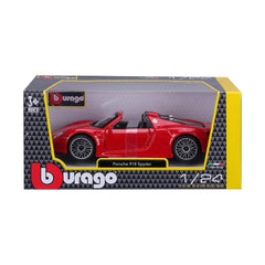 Bburago Porsche 918 Spyder 1:24 Die-Cast Model Car - Red | 18-21076R