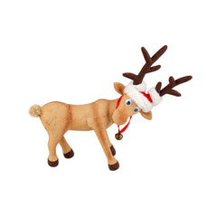 Christmas Standing Reindeer Plush Decoration with Santa Hat & Bell | 67809813