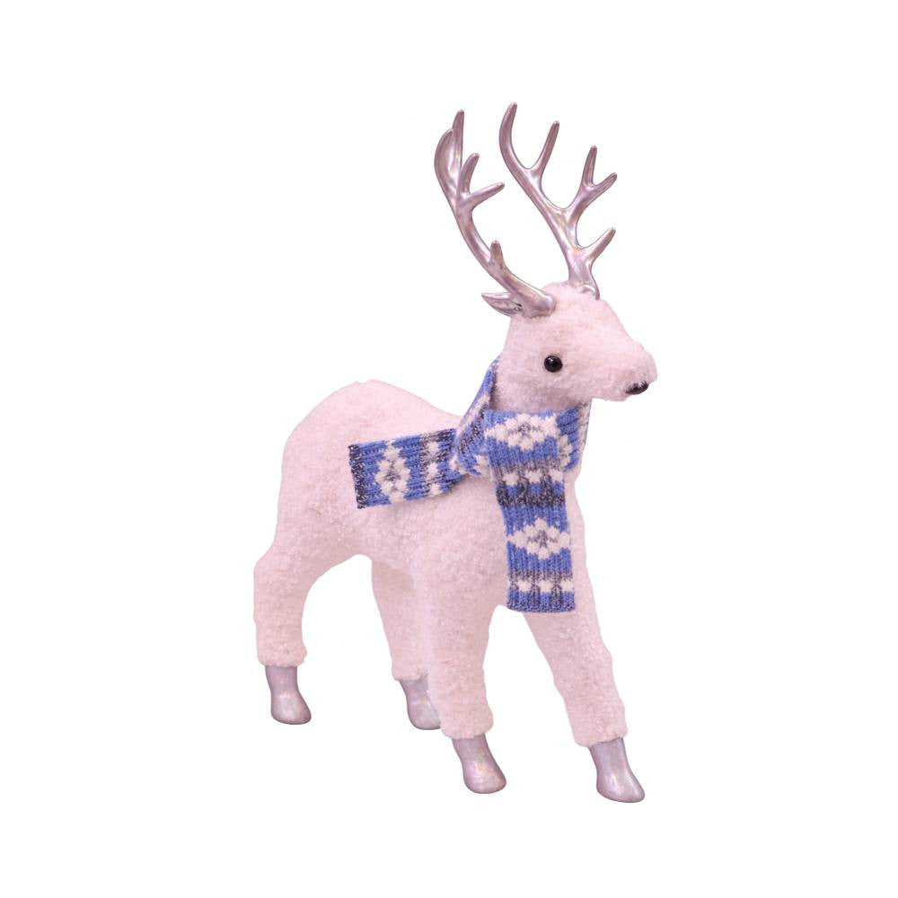 Pink Reindeer Christmas Decoration with Iridescent Antlers & Knitted Scarf | AL-X06A05-4